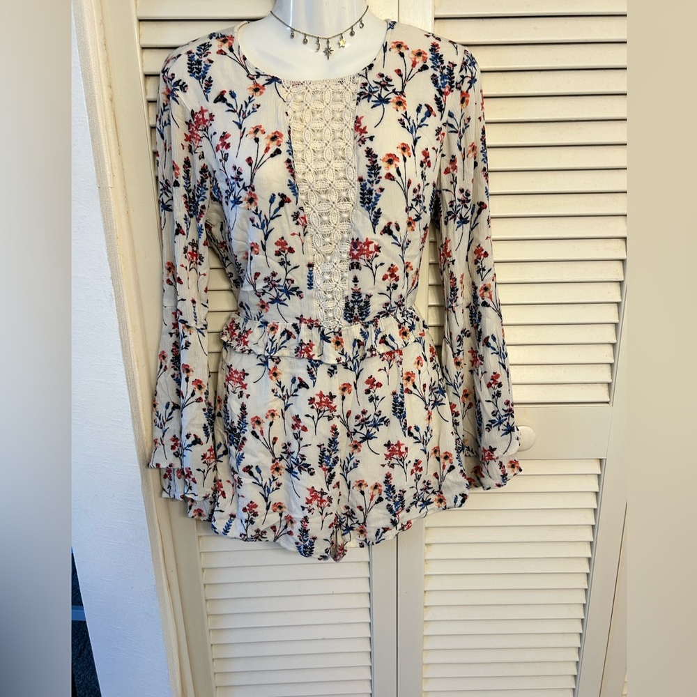 Honey Punch Cream Floral romper